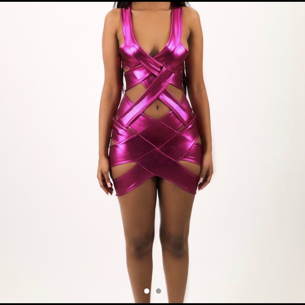 Grayscale pink dress